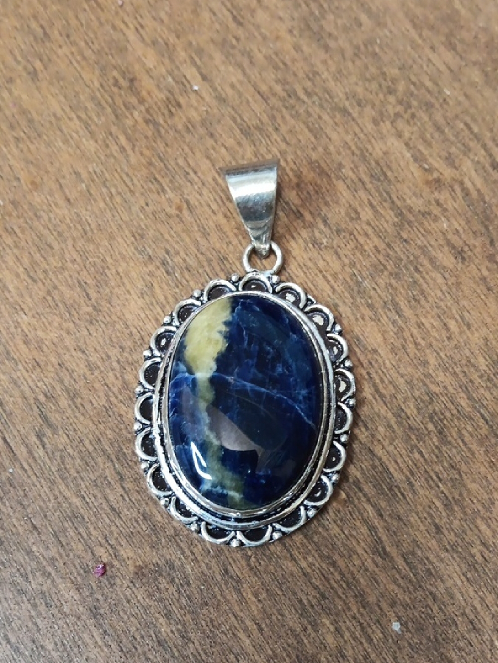 Blue and Yellow Stone Oval Pendant